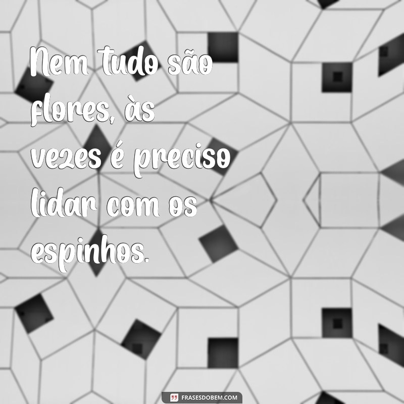 frases nem tudo são flores Nem tudo são flores, às vezes é preciso lidar com os espinhos.