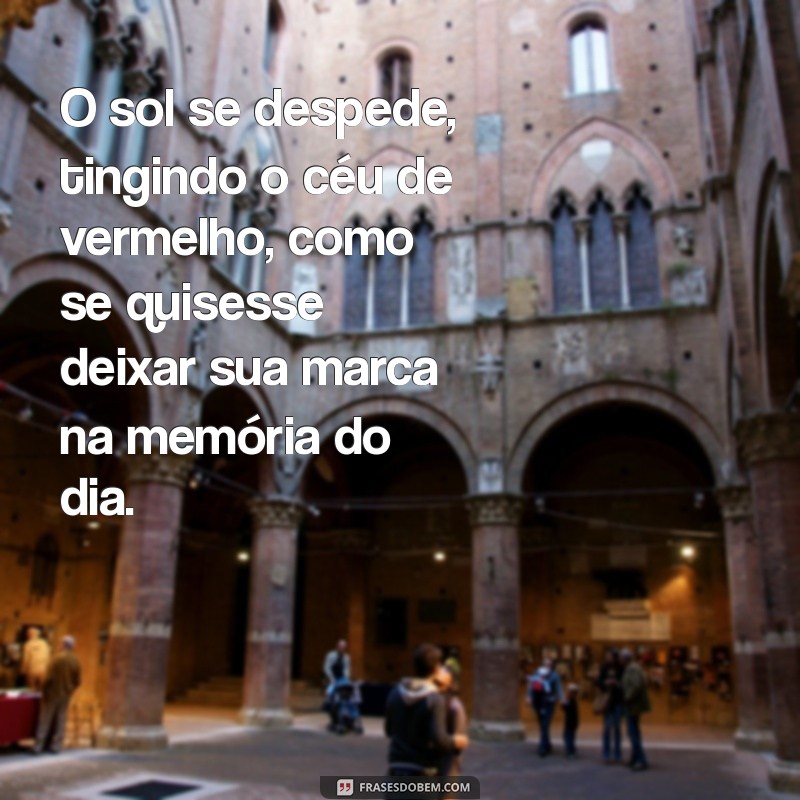 finzinho de tarde O sol se despede, tingindo o céu de vermelho, como se quisesse deixar sua marca na memória do dia.