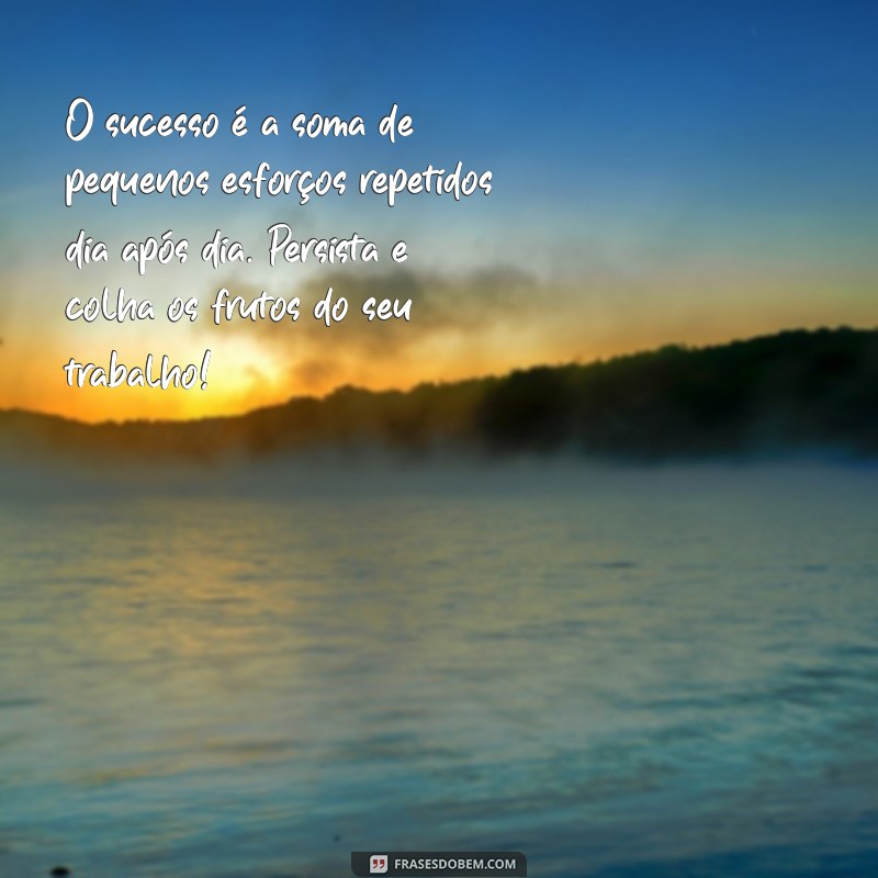 textos motivacionais trabalho O sucesso é a soma de pequenos esforços repetidos dia após dia. Persista e colha os frutos do seu trabalho!