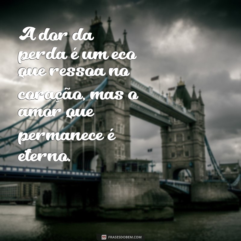 frases de consolo luto A dor da perda é um eco que ressoa no coração, mas o amor que permanece é eterno.