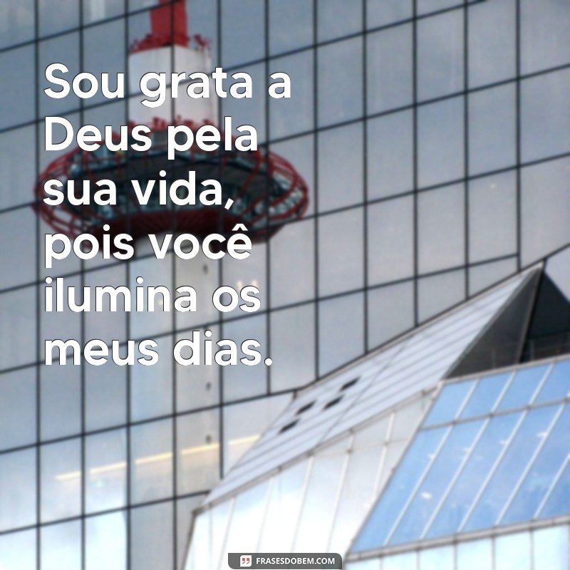 sou grata a deus pela sua vida Sou grata a Deus pela sua vida, pois você ilumina os meus dias.