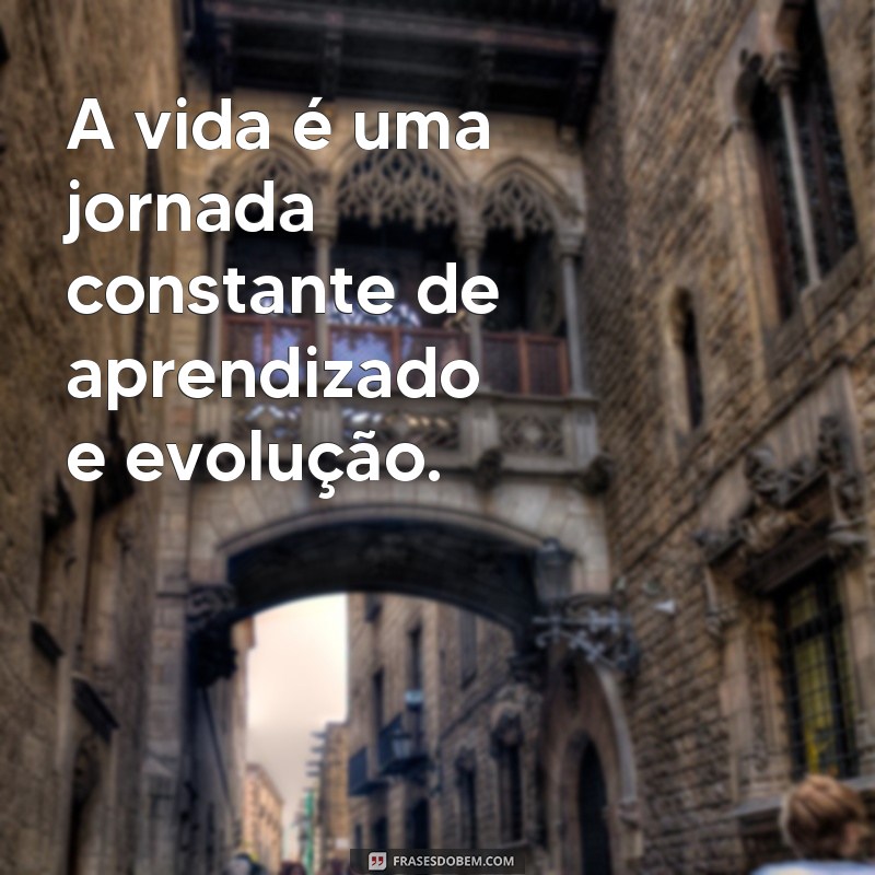 frases de lição de vida para status A vida é uma jornada constante de aprendizado e evolução.