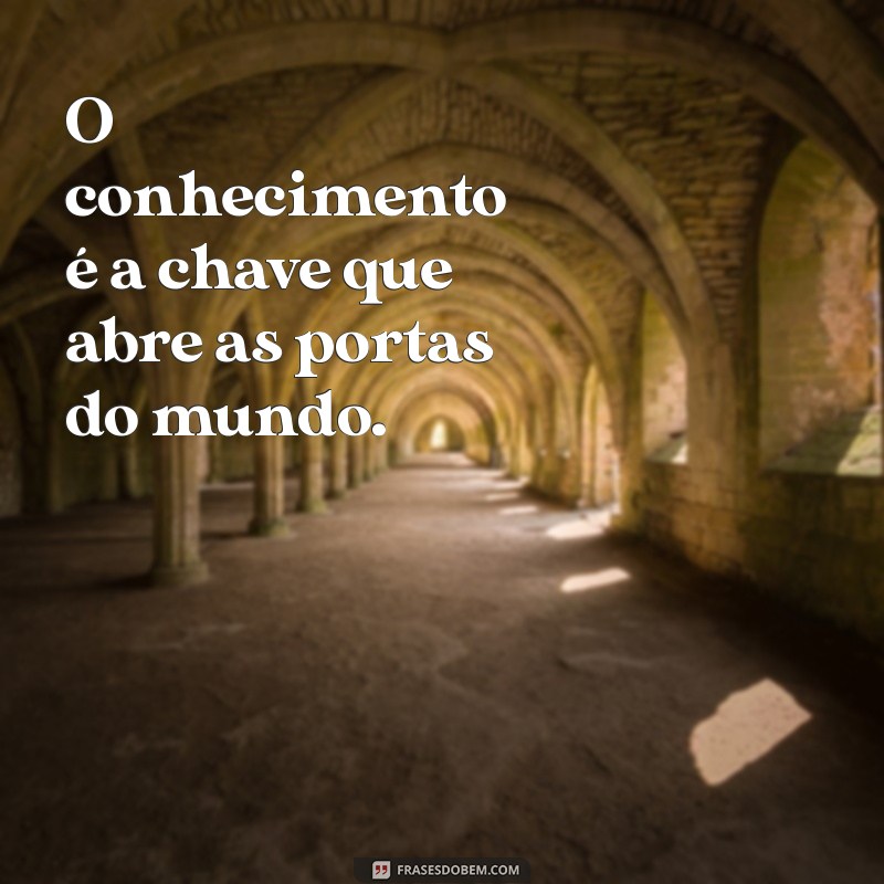 frases sobre estudo e conhecimento O conhecimento é a chave que abre as portas do mundo.