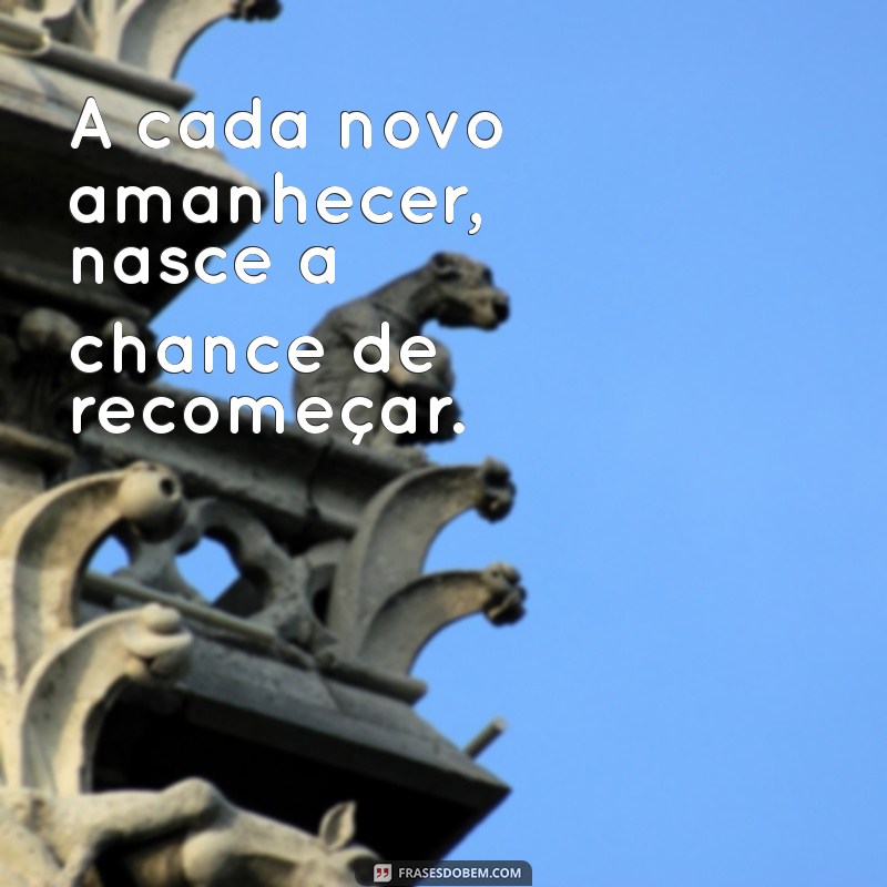 frases de otimismo e esperança A cada novo amanhecer, nasce a chance de recomeçar.