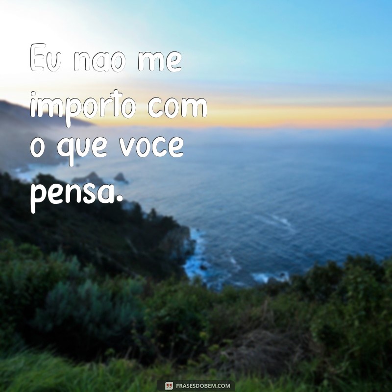 frases para pessoas que não ta nem ai pra você Eu não me importo com o que você pensa.