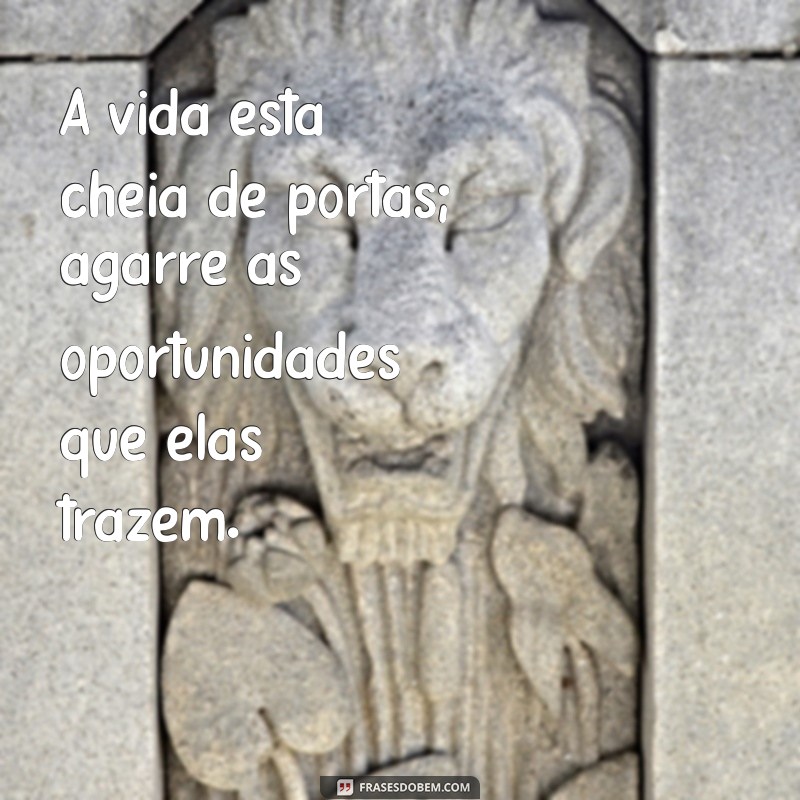 agarre as oportunidades da vida A vida está cheia de portas; agarre as oportunidades que elas trazem.