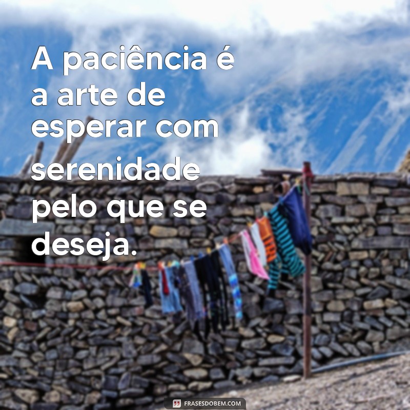 frases sobre ter paciência A paciência é a arte de esperar com serenidade pelo que se deseja.