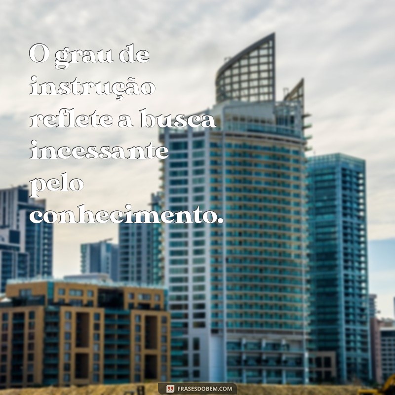 o que grau de instrução O grau de instrução reflete a busca incessante pelo conhecimento.