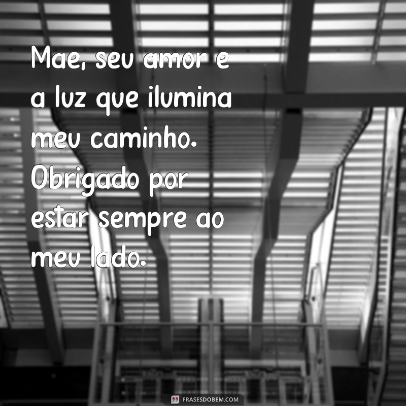 msg para mãe Mãe, seu amor é a luz que ilumina meu caminho. Obrigado por estar sempre ao meu lado.