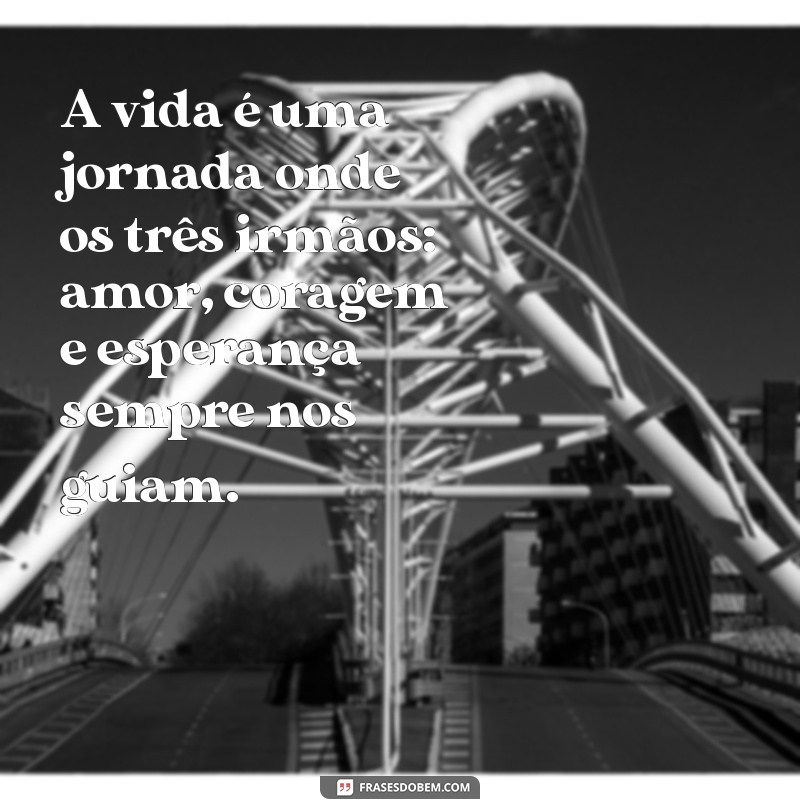 tres irmãos A vida é uma jornada onde os três irmãos: amor, coragem e esperança sempre nos guiam.