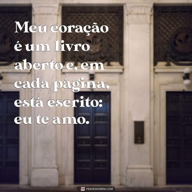 declaração de amor eu te amo Meu coração é um livro aberto e, em cada página, está escrito: eu te amo.