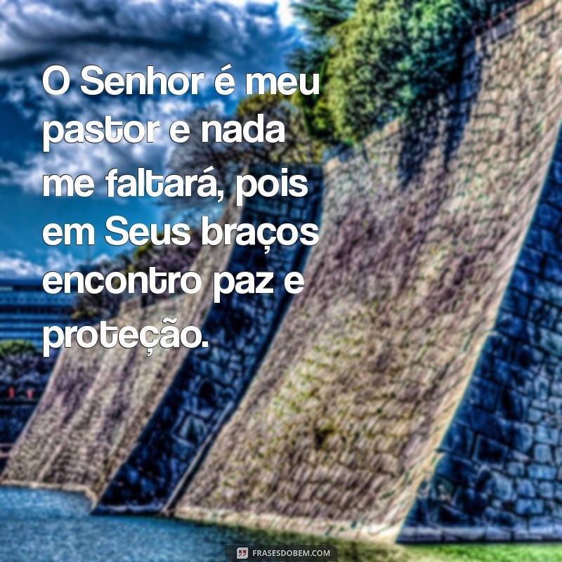 o.senhor é meu pastor e nada me faltara O Senhor é meu pastor e nada me faltará, pois em Seus braços encontro paz e proteção.