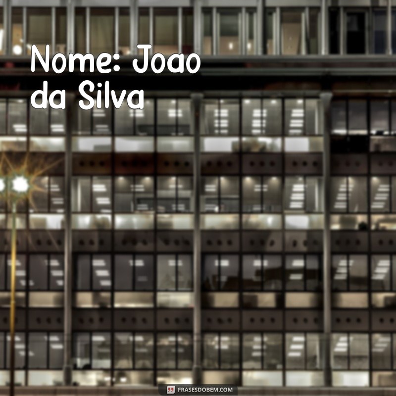 currículo simples e objetivo Nome: João da Silva