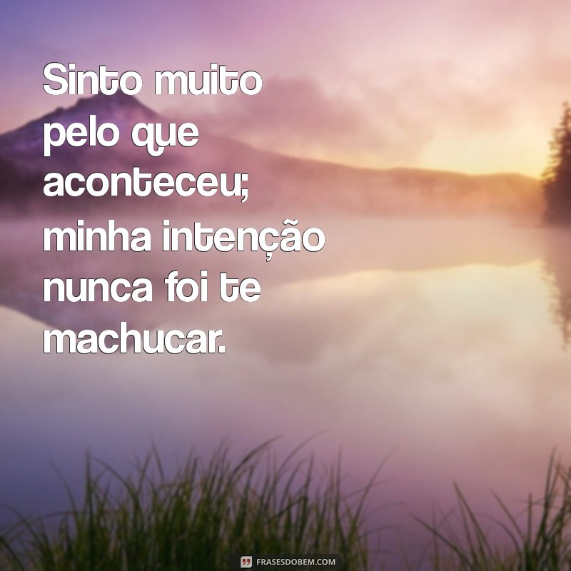 frases para pedir desculpa Sinto muito pelo que aconteceu; minha intenção nunca foi te machucar.