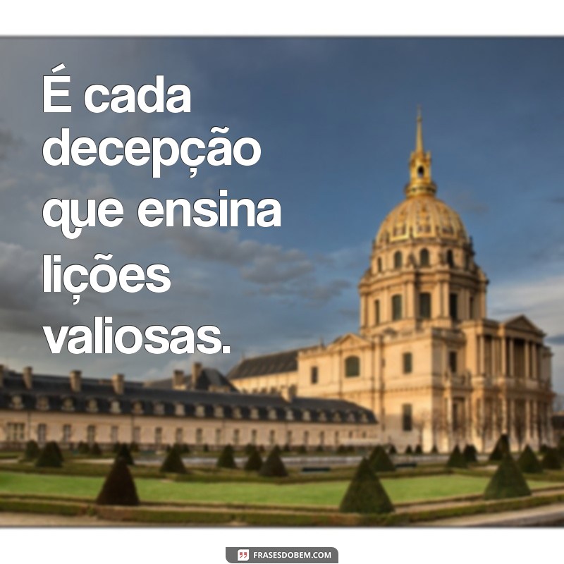 é cada decepção É cada decepção que ensina lições valiosas.