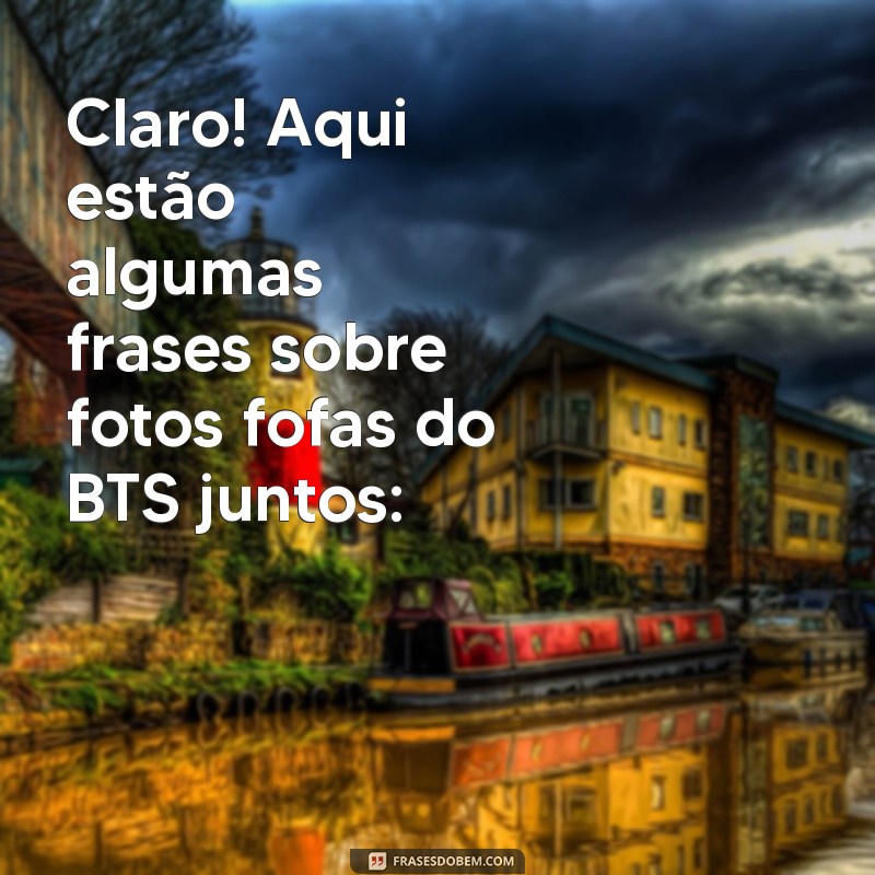 bts fotos fofas juntos Claro! Aqui estão algumas frases sobre fotos fofas do BTS juntos: