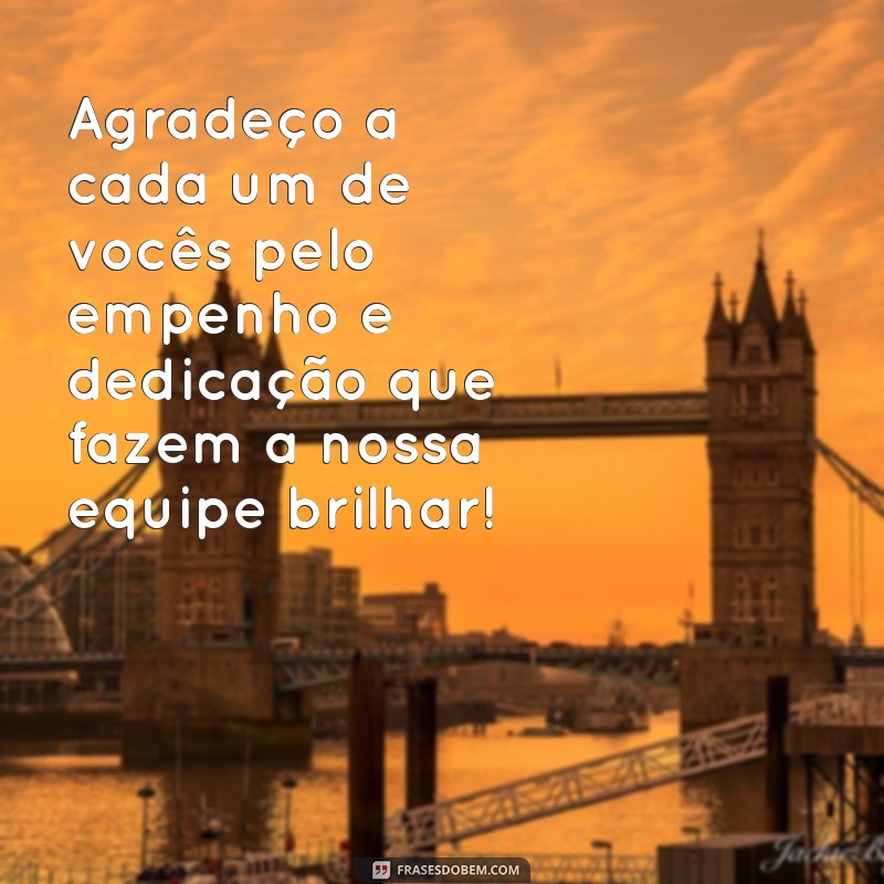 frases agradecimento equipe Agradeço a cada um de vocês pelo empenho e dedicação que fazem a nossa equipe brilhar!