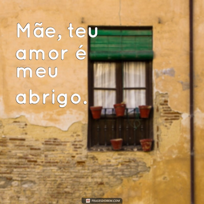 frases dia das mães pequena Mãe, teu amor é meu abrigo.