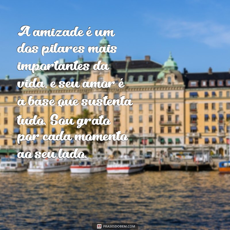 texto de amor para amiga A amizade é um dos pilares mais importantes da vida, e seu amor é a base que sustenta tudo. Sou grato por cada momento ao seu lado.