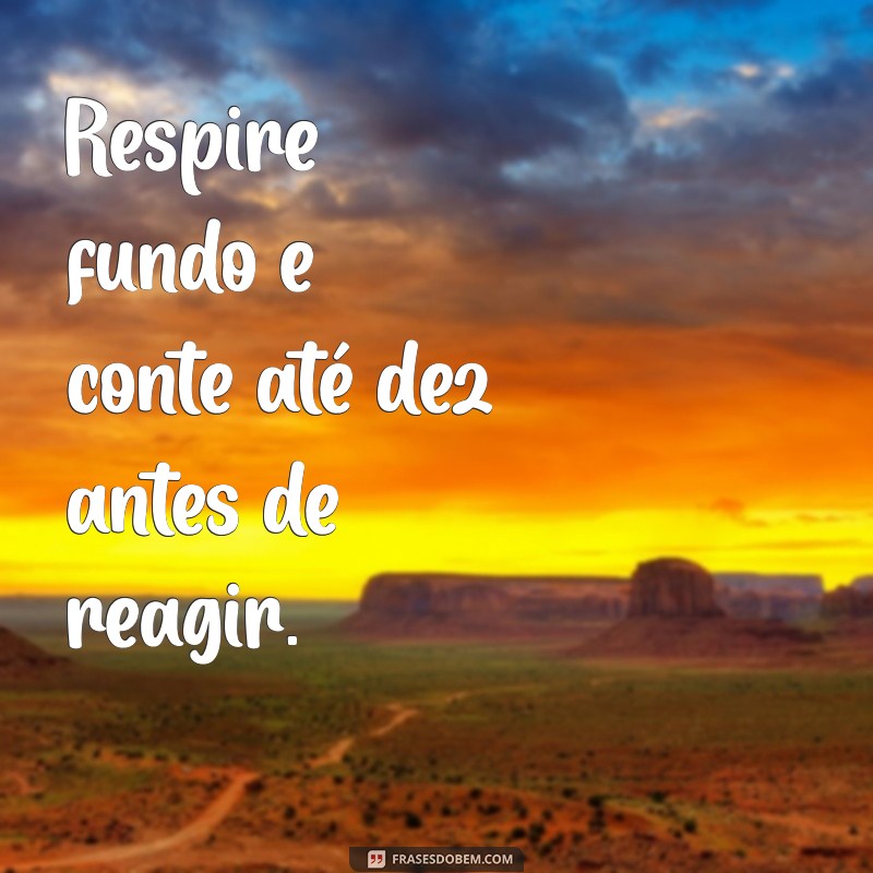 o que fazer quando uma pessoa te perturba Respire fundo e conte até dez antes de reagir.