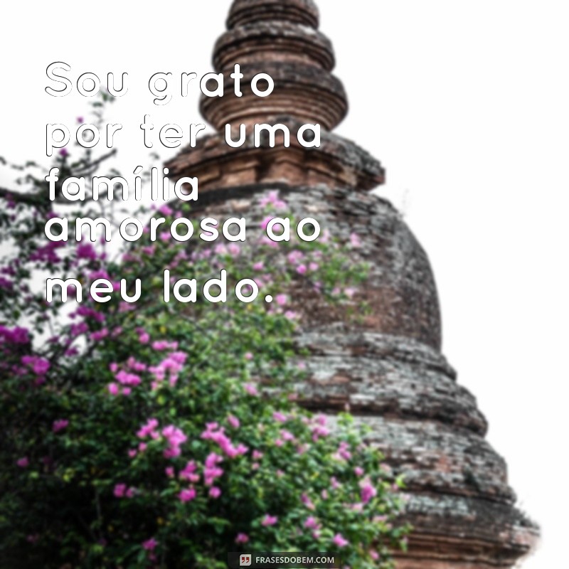 frases nome gratidão Sou grato por ter uma família amorosa ao meu lado.