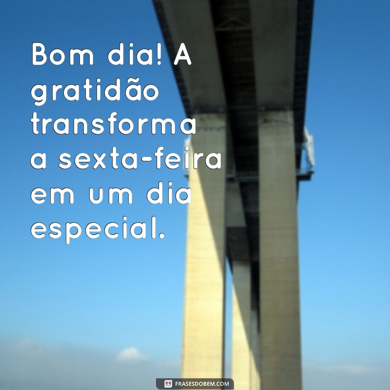 bom dia gratidão sexta-feira Bom dia! A gratidão transforma a sexta-feira em um dia especial.