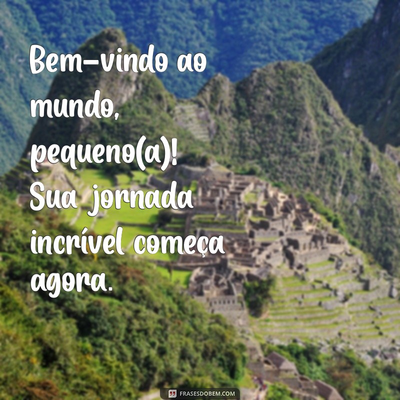 mensagem para o bebe que acabou de nascer Bem-vindo ao mundo, pequeno(a)! Sua jornada incrível começa agora.