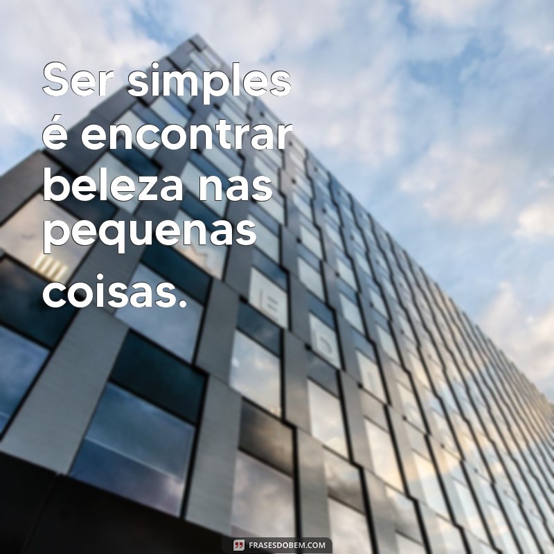 ser simples Ser simples é encontrar beleza nas pequenas coisas.