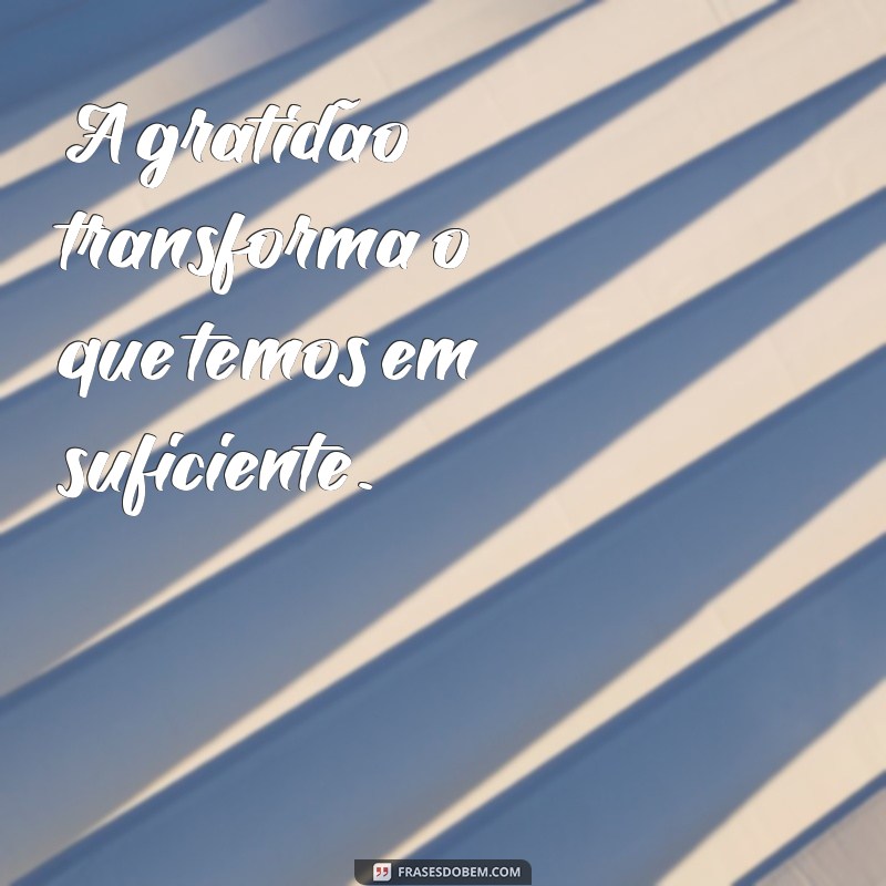 frases com gratidão A gratidão transforma o que temos em suficiente.