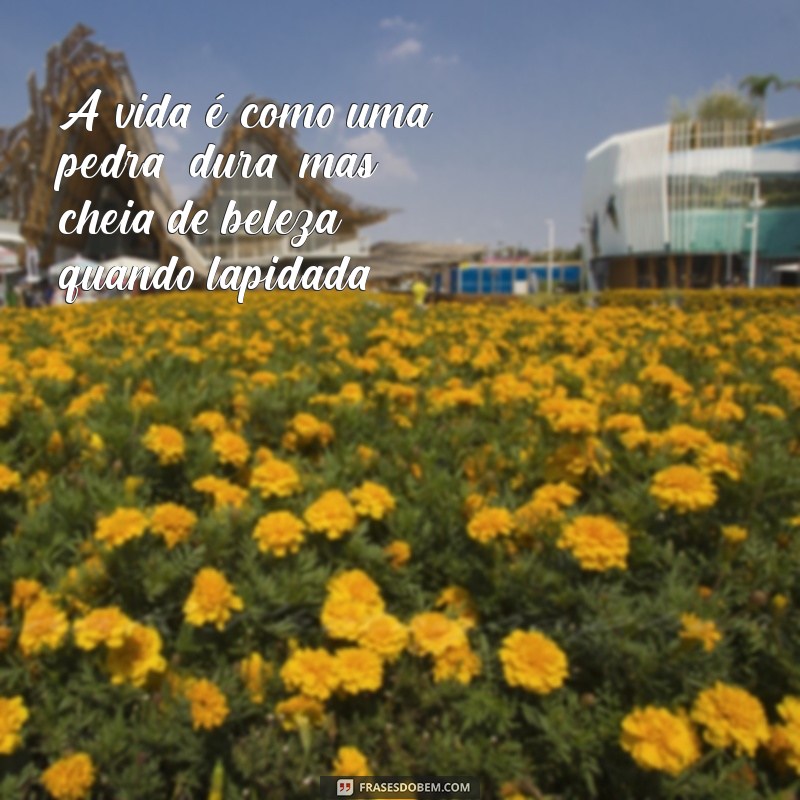 frases com pedra A vida é como uma pedra: dura, mas cheia de beleza quando lapidada.