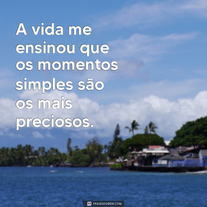 a vida me ensinou frases A vida me ensinou que os momentos simples são os mais preciosos.