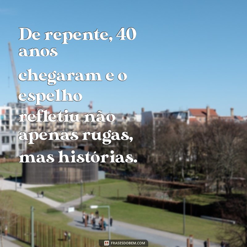 de repente 40 anos texto De repente, 40 anos chegaram e o espelho refletiu não apenas rugas, mas histórias.