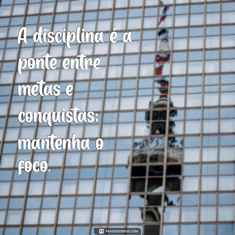 tenha foco e disciplina A disciplina é a ponte entre metas e conquistas; mantenha o foco.