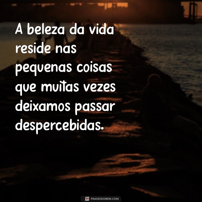 pensamentos lindos A beleza da vida reside nas pequenas coisas que muitas vezes deixamos passar despercebidas.