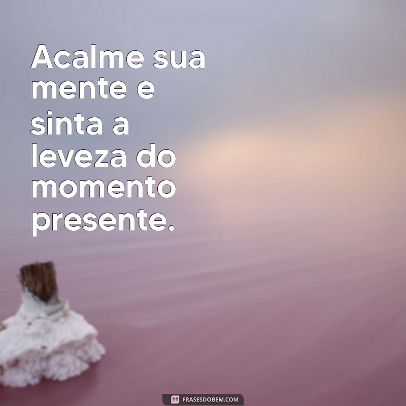 frases relaxante Acalme sua mente e sinta a leveza do momento presente.