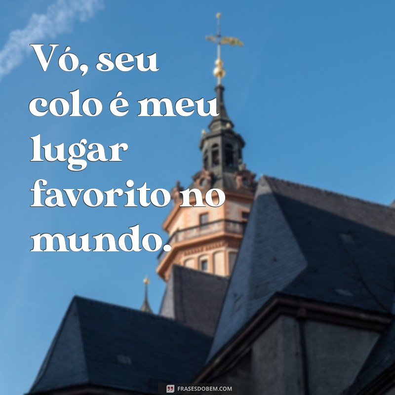 frases de neto para avó Vó, seu colo é meu lugar favorito no mundo.