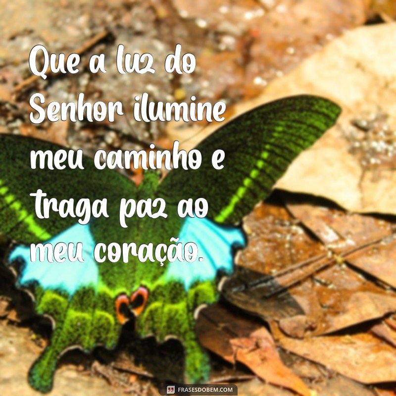 orações evangélicas escritas Que a luz do Senhor ilumine meu caminho e traga paz ao meu coração.