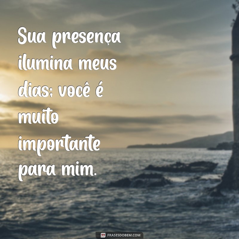 vc é muito importante para mim Sua presença ilumina meus dias; você é muito importante para mim.