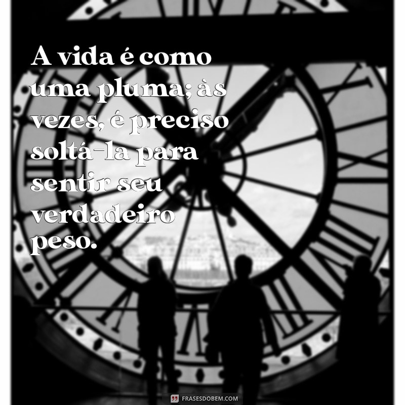 leveza da vida A vida é como uma pluma; às vezes, é preciso soltá-la para sentir seu verdadeiro peso.