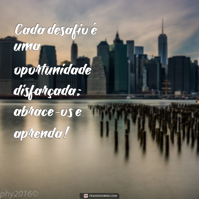 frases de otimismo para alunos Cada desafio é uma oportunidade disfarçada; abrace-os e aprenda!