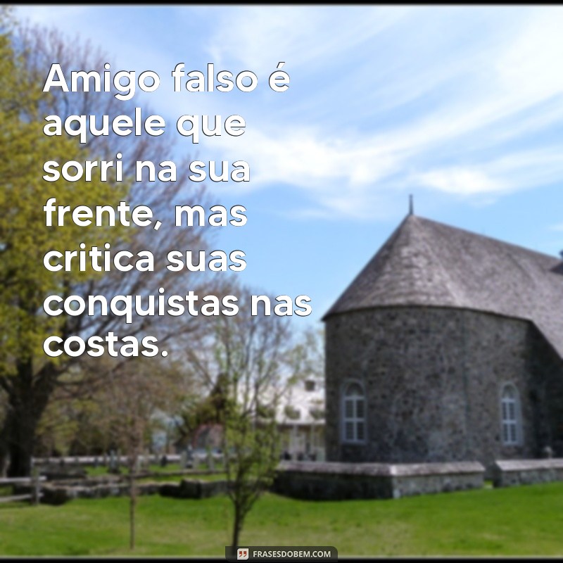 amigo falso Amigo falso é aquele que sorri na sua frente, mas critica suas conquistas nas costas.