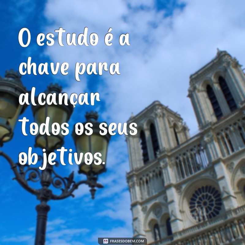 frases de estudo motivacionais O estudo é a chave para alcançar todos os seus objetivos.