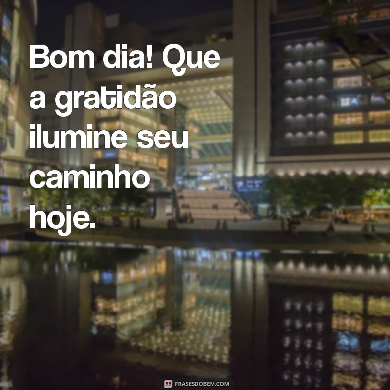 gratidão bom dia Bom dia! Que a gratidão ilumine seu caminho hoje.