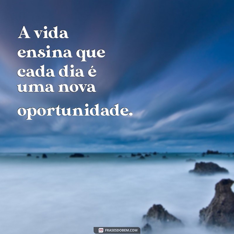 a vida ensina frases curtas A vida ensina que cada dia é uma nova oportunidade.