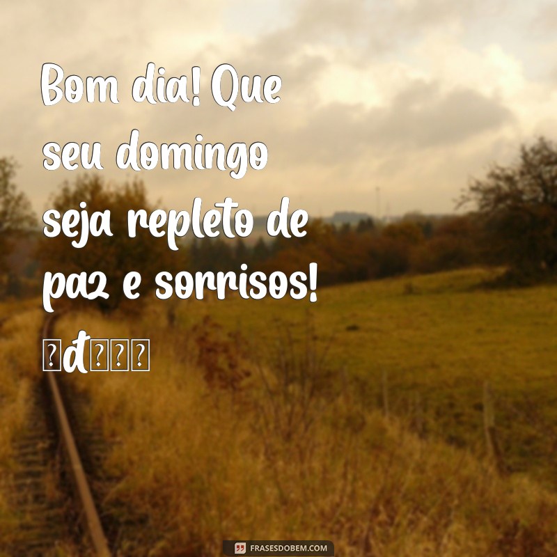 mensagem de bom dia para whatsapp domingo Bom dia! Que seu domingo seja repleto de paz e sorrisos! ☀️😊