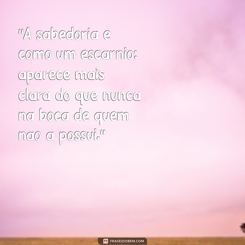 escárnio “A sabedoria é como um escárnio: aparece mais clara do que nunca na boca de quem não a possui.”