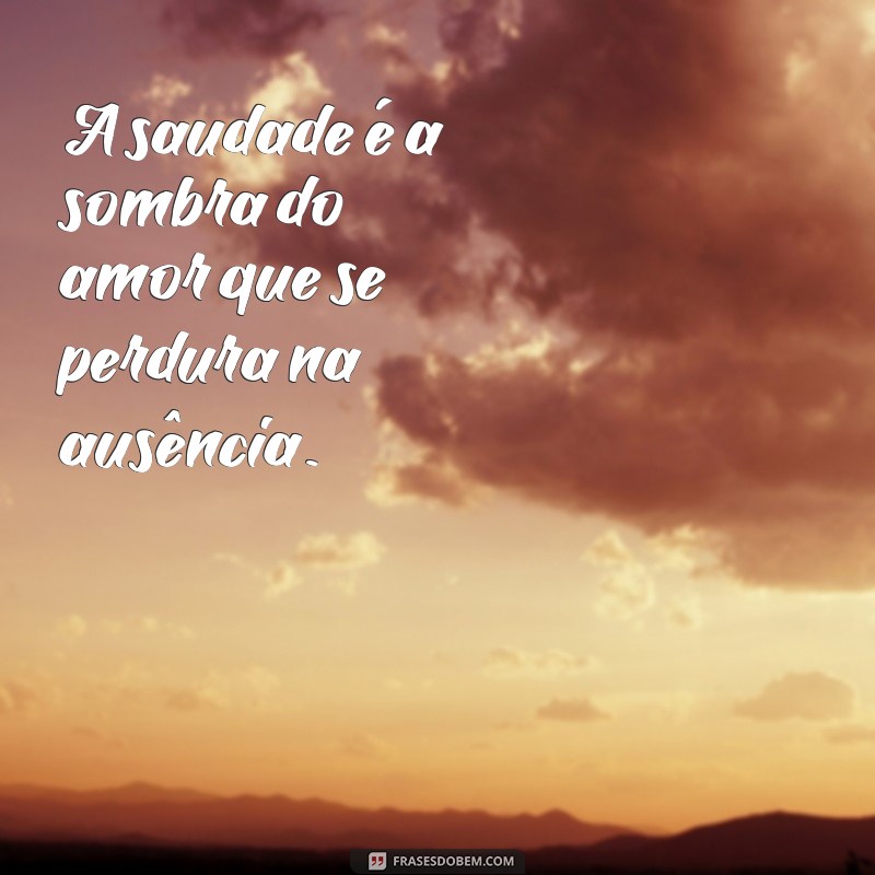 mensagem de saudade A saudade é a sombra do amor que se perdura na ausência.