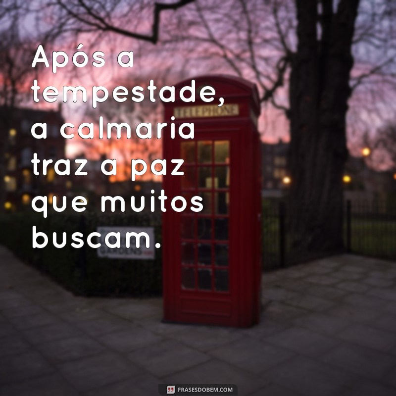 frases sobre tempestade e calmaria Após a tempestade, a calmaria traz a paz que muitos buscam.