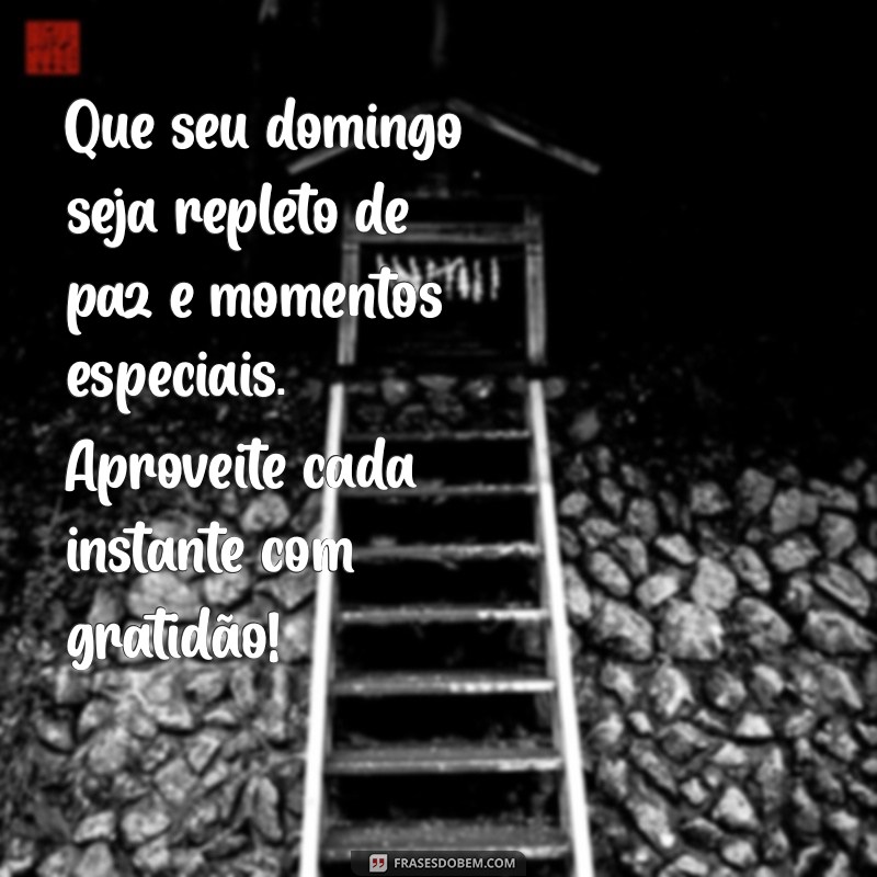 mensagem de um bom domingo abençoado Que seu domingo seja repleto de paz e momentos especiais. Aproveite cada instante com gratidão!