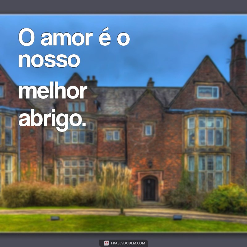 frases curtas amor O amor é o nosso melhor abrigo.